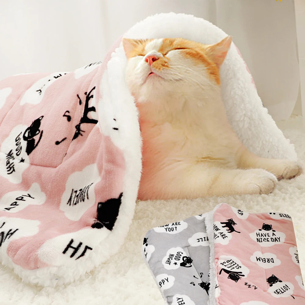 Winter Pet Dog Bed Mat Soft Fleece Puppy Cat Blanket Dog Mattress Beds Warm Sleeping Cushion Kennel For Small Medium Large Dogs