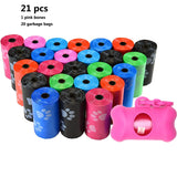 21 pcs Degradable Pet Dog Waste Poop Bag With Printing Doggy Bag Degradable Pet Waste Clean Poop Bags Dog Up Clean Bag Dispenser