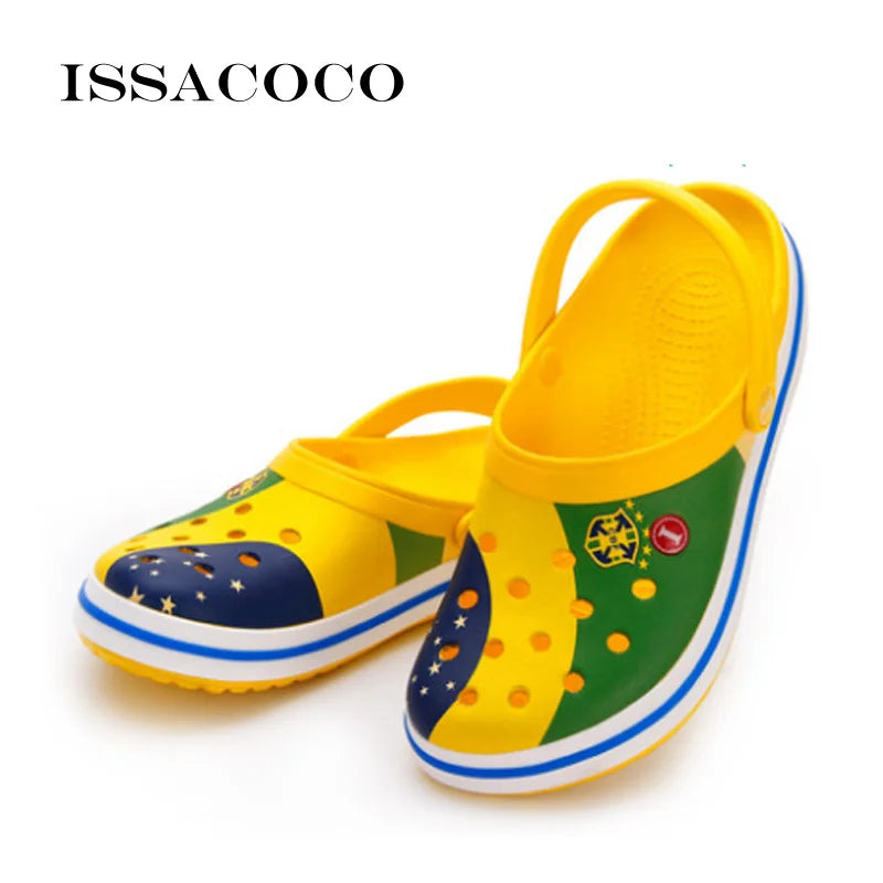 ISSACOCO Men's Linen Flip Flops Striped Ribbon Sandals Flat EVA Non-Slip Linen Slides Home Slippers Man Casual Straw Beach Shoes