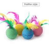 10pcs Pet Toys Latex Ball Cat Toy Foam Ball Feather Kitten Playing Cats Ball Toy