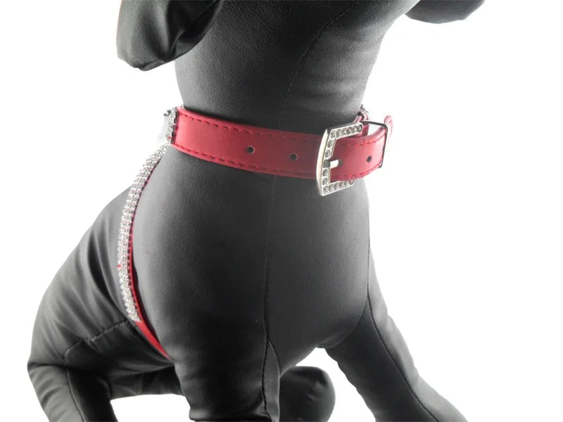 4 Sizes PU Leather Rhinestones Dog Harness Safety Comfortable Dress Up Pet Harness Collar For Small Medium Large Dog