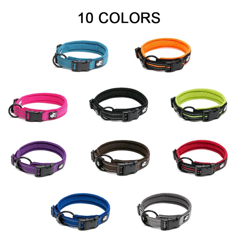 Truelove Nylon Dog Collar Padded Wide Dog Collars For Big Small Dogs Soft Reflective Collar Dog Training Cat Pet Collier Chien