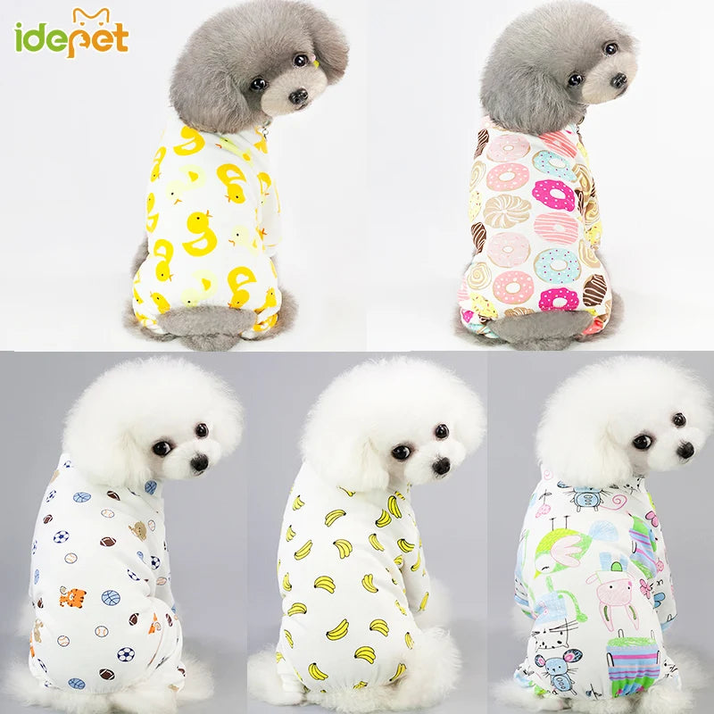 Cute Small Dogs Pajamas For Pet Dogs Cat Clothes Puppy Jumpsuit For Dog Coat For Chihuahua Pomeranian Dogs Print Clothing Shirt