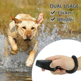 LanLan 2 in1 Dog Pet Puppy Cat Training Clicker Whistle Click Trainer Obedience Black