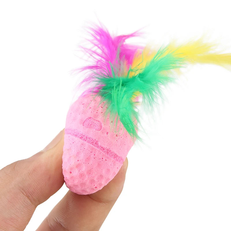 10pcs Pet Toys Latex Ball Cat Toy Foam Ball Feather Kitten Playing Cats Ball Toy