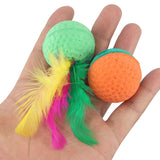 10pcs Pet Toys Latex Ball Cat Toy Foam Ball Feather Kitten Playing Cats Ball Toy