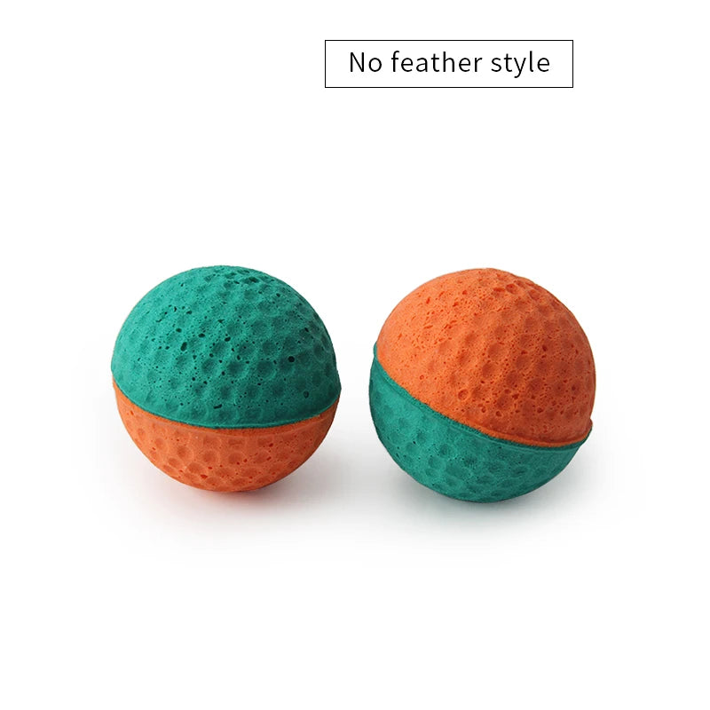 10pcs Pet Toys Latex Ball Cat Toy Foam Ball Feather Kitten Playing Cats Ball Toy