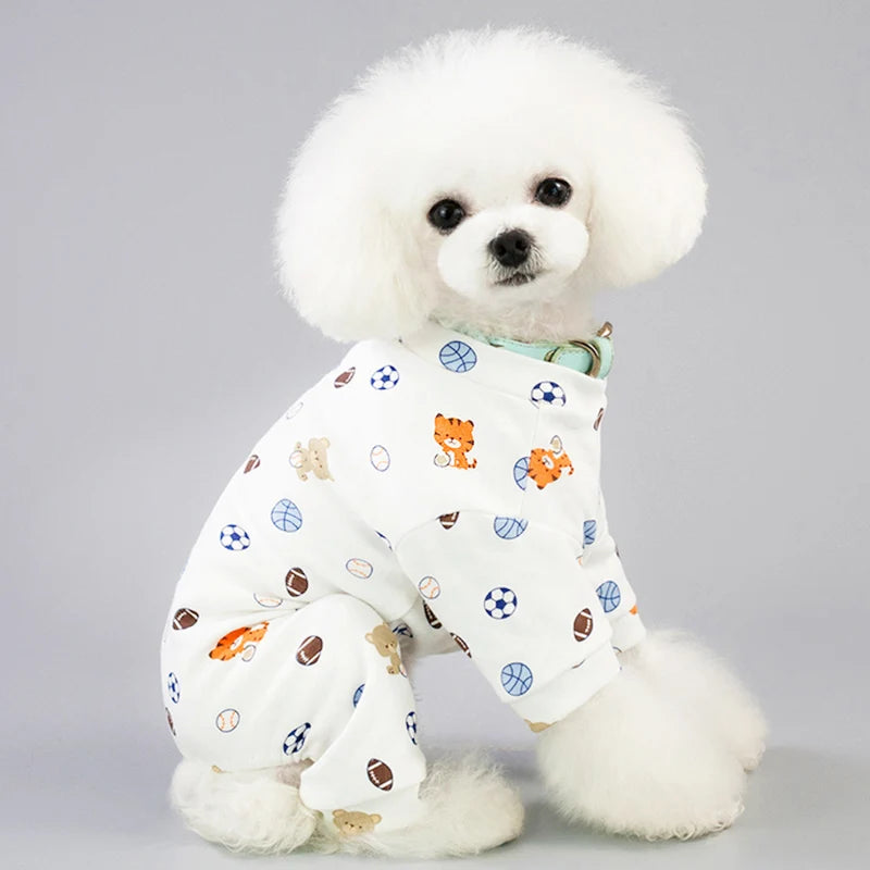 Cute Small Dogs Pajamas For Pet Dogs Cat Clothes Puppy Jumpsuit For Dog Coat For Chihuahua Pomeranian Dogs Print Clothing Shirt