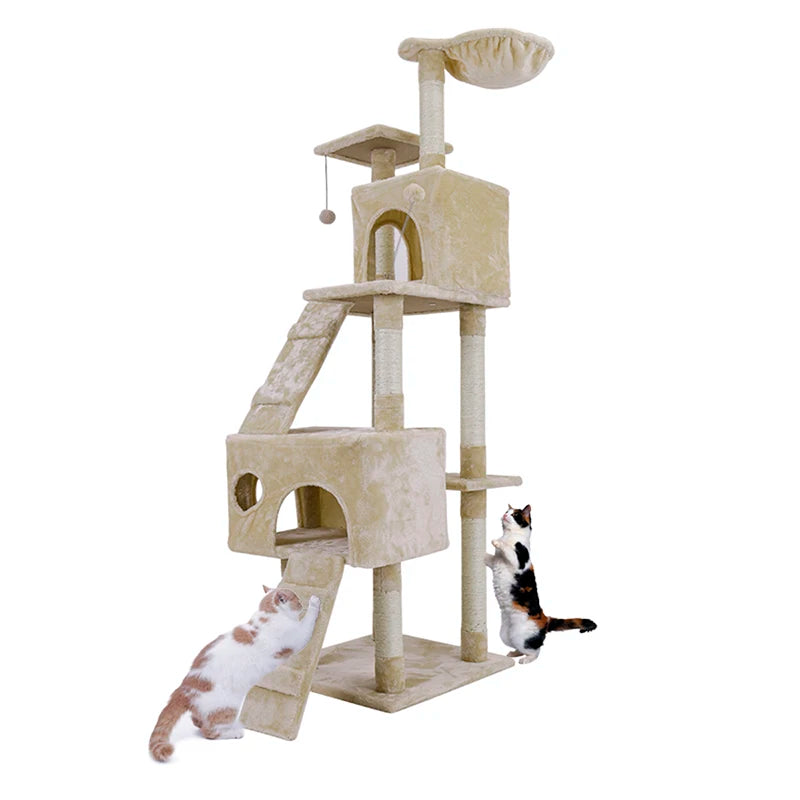 Domestic Delivery Big Cat Tree Tower Condo Furniture Scratch Post Cat Jumping Toy with Ladder for Kittens Pet House Play