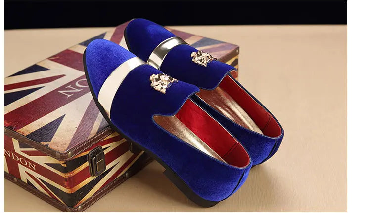 Men dress shoes Wedding Party shoes Loafers Fashion Tiger Gold metal Men Flats factory wholesale dropshiping ST359