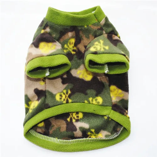 Warm Fleece Pet Dog Clothes Cute Skull Printed Pet Coat Puppy Dogs Shirt Jacket French Bulldog Pullover Camouflage Dog Clothing