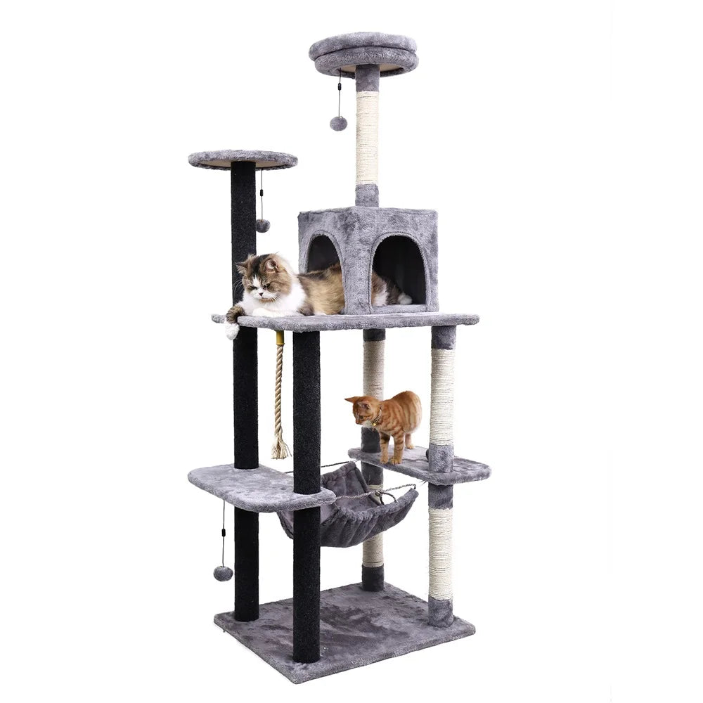 Domestic Delivery Big Cat Tree Tower Condo Furniture Scratch Post Cat Jumping Toy with Ladder for Kittens Pet House Play