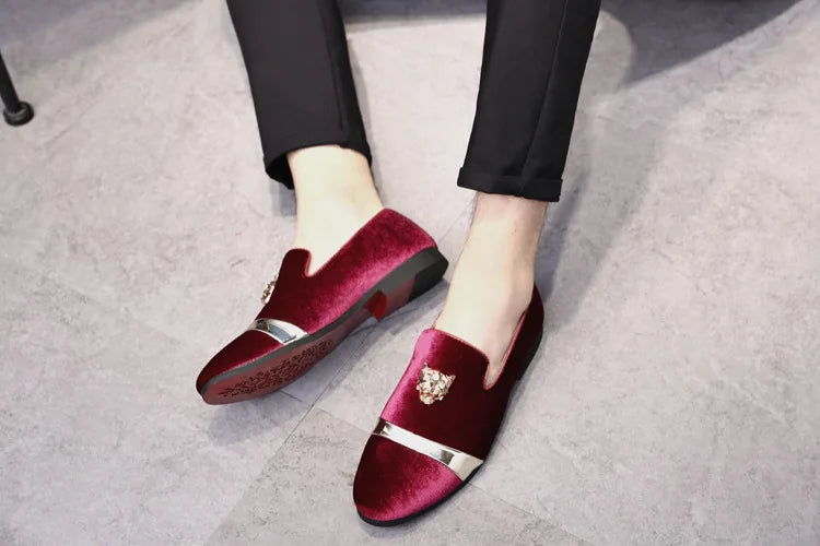 Men dress shoes Wedding Party shoes Loafers Fashion Tiger Gold metal Men Flats factory wholesale dropshiping ST359