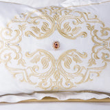 White Egyptian Cotton Bedding set US King Queen size Chic Golden Embroidery Bedding sets Super Soft Bed sheet set Duvet cover