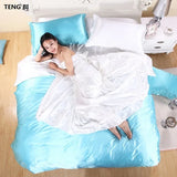 HOT! 100%  Silk Bedding Fashion Bedding set Pure color A/B double-sided color Simplicity Bed sheet, quilt cover pillowcase 2-5pc