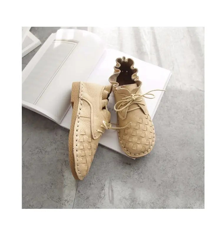 Careaymade-New style Head layer cowhide pure handmade weave shoes,the retro art mori girl shoes,lady Casual shoes,Any color