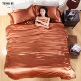 HOT! 100%  Silk Bedding Fashion Bedding set Pure color A/B double-sided color Simplicity Bed sheet, quilt cover pillowcase 2-5pc