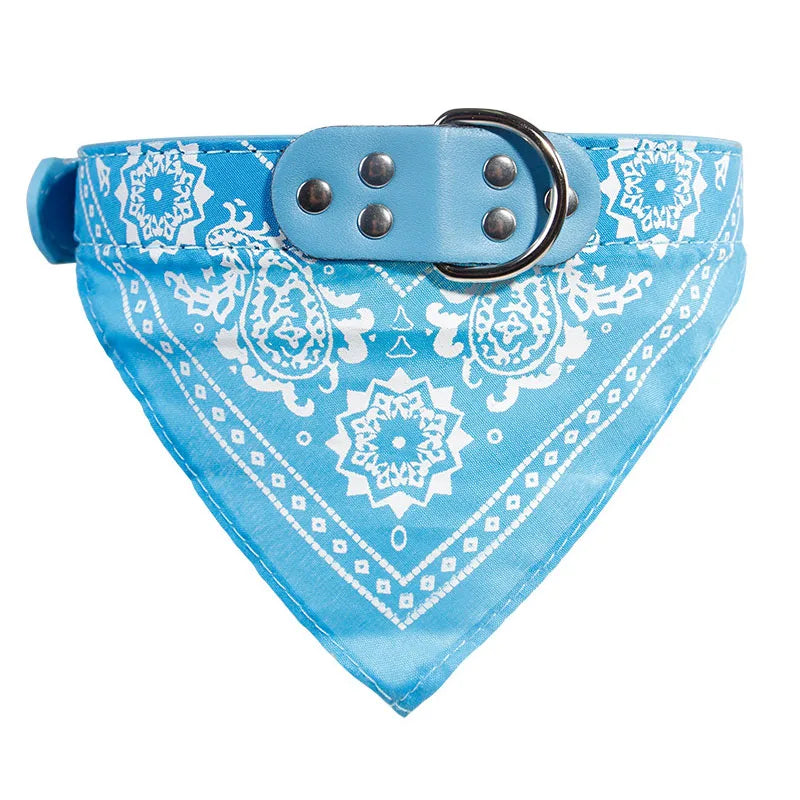 Pet Bandanas Collar for Dogs Cats Adjustable PU Leather Triangular Bibs Scarf Collar with Paisley Pattern for Puppy Accessories