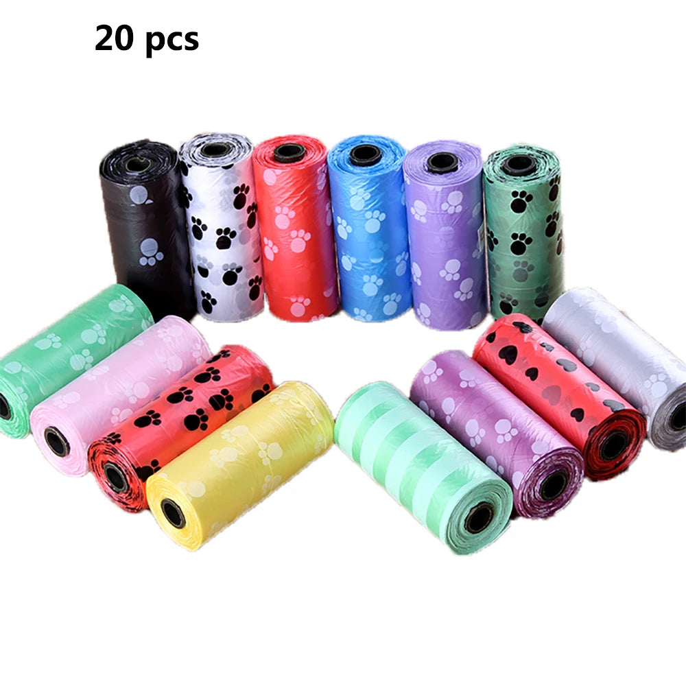 21 pcs Degradable Pet Dog Waste Poop Bag With Printing Doggy Bag Degradable Pet Waste Clean Poop Bags Dog Up Clean Bag Dispenser