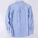 S~6XL Cotton Oxford Shirt For Mens Long Sleeve Plaid Striped Casual Shirts Male Pocket Regular-Fit Button-Down Work Man Shirt