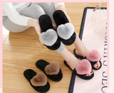 Women Indoor Warm Home Slippers Bedroom Cute Heart Pattern Non-slip Soft Comfort Plush House Slippers Shoes Autumn Winter