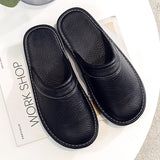 Home Leather Slippers Men and Women Spring 2024 New Non-slip Waterproof Floor Shoes Anti-odor Soft Sole males Indoor Slides