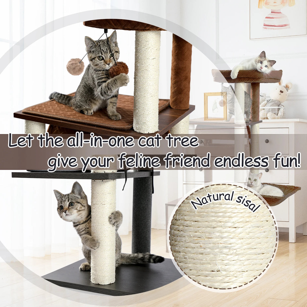 Domestic Delivery Big Cat Tree Tower Condo Furniture Scratch Post Cat Jumping Toy with Ladder for Kittens Pet House Play