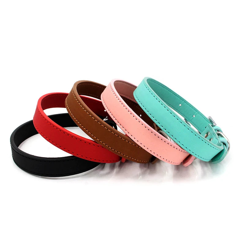 Affordable Comfort Dog Cat PU Leather Collar Adjustable Pet Accessories for Small Dogs Puppy Mascotas Supplies collier chien