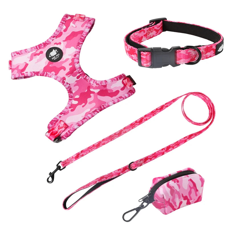 6in1 Dog Harness Suit Vest Harness & Collar & Leash & Handkerchief & Scarf & Poop Bag Accessories Pet Set Small Cat Dog Supplies