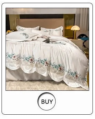 Modern Art Gold Embroidery 100S Egyptian Long-staple Cotton Luxury Bedding Set Quilt Cover Bed Linen Pillow Shams Bedclothes