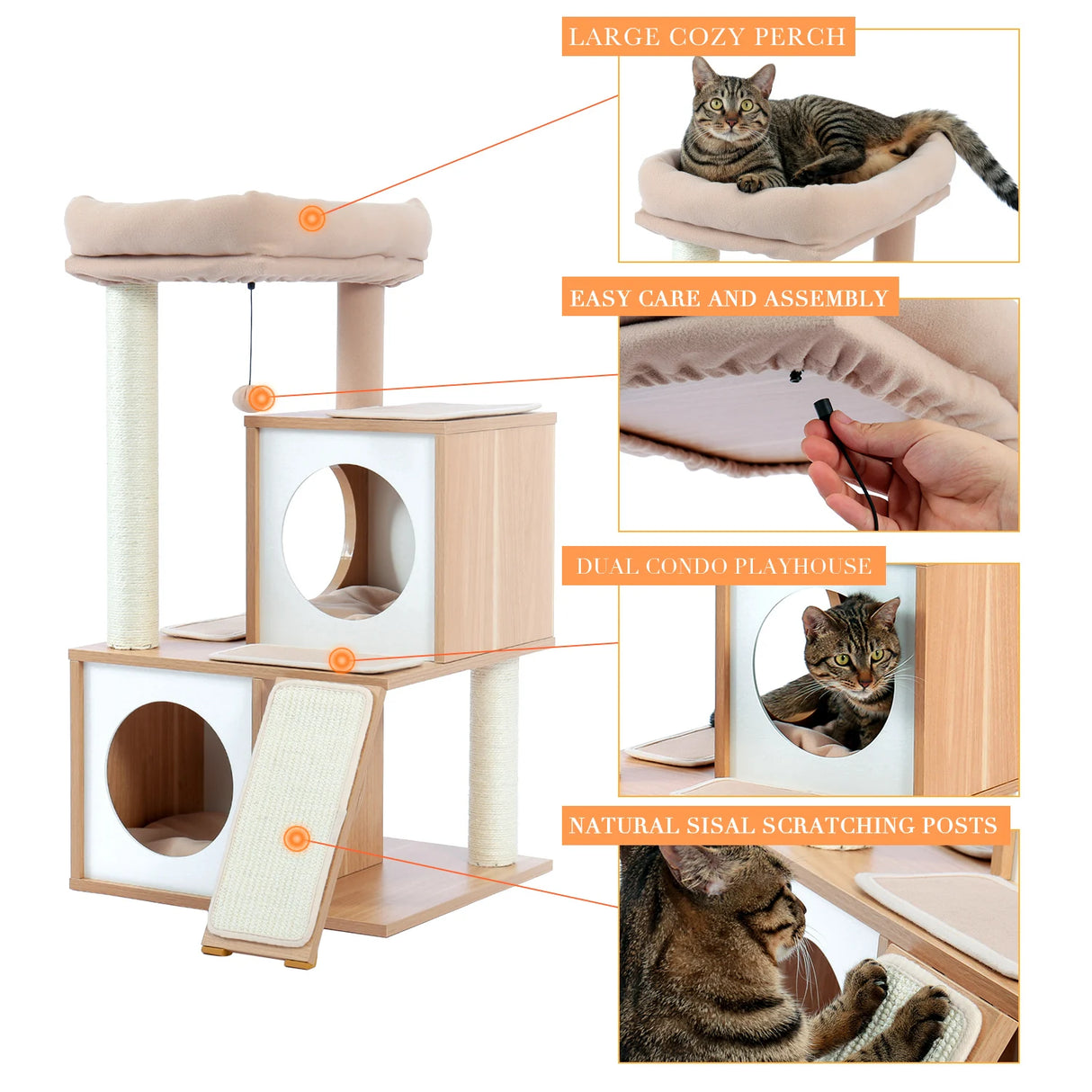 Domestic Delivery Big Cat Tree Tower Condo Furniture Scratch Post Cat Jumping Toy with Ladder for Kittens Pet House Play