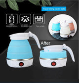 saengQ Travel Household Folding Kettle Silicone304 Stainless Steel  Portable Kettle Compression Foldable Leakproof 600ml