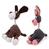 Fun Pets Toy Donkey Shape Corduroy Chew Toy For Dog Puppy Squeaker Squeaky Plush Bone Molar Dog Toy Pet Training Dog Accessories