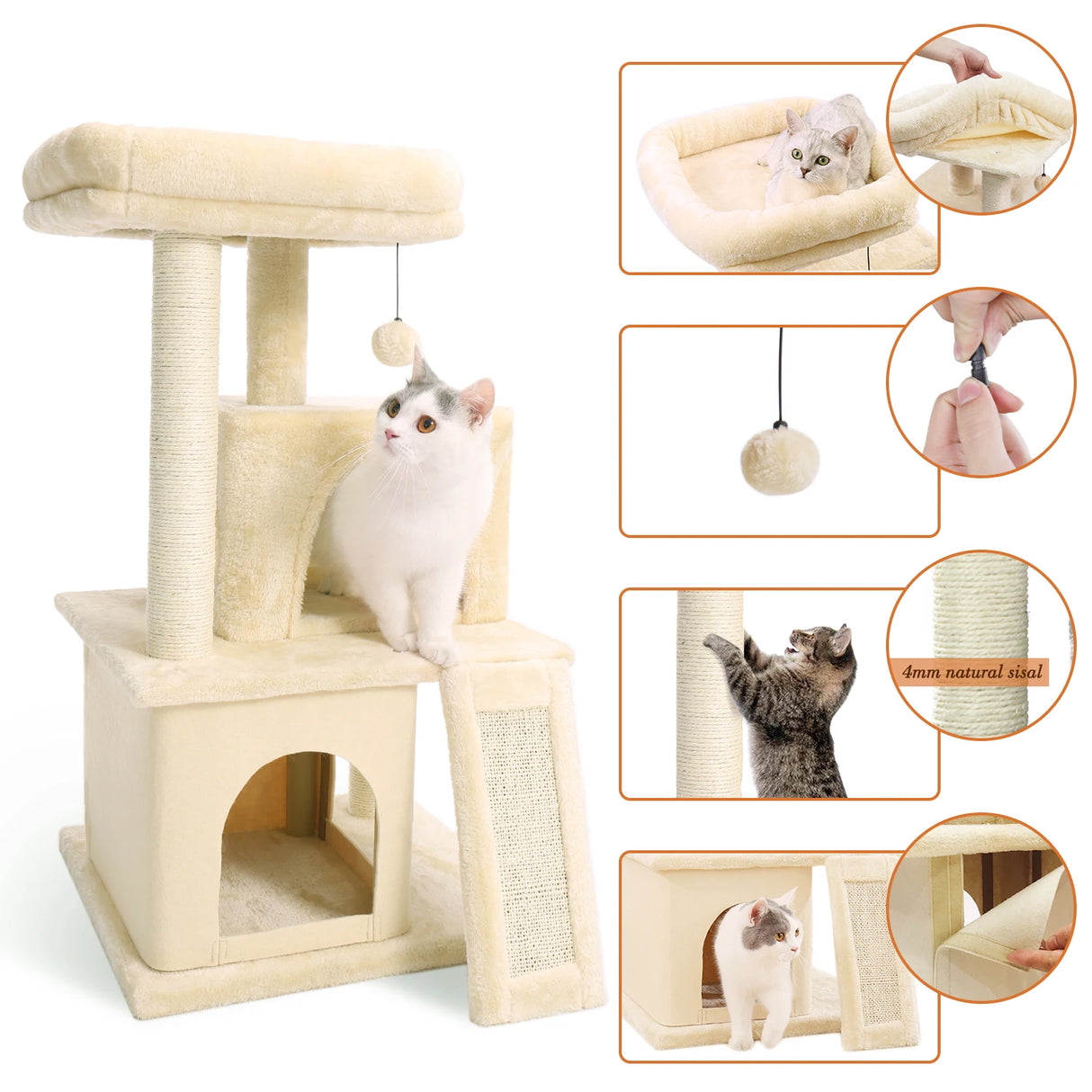 Domestic Delivery Big Cat Tree Tower Condo Furniture Scratch Post Cat Jumping Toy with Ladder for Kittens Pet House Play