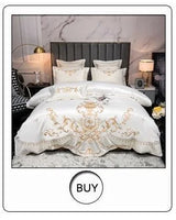 Modern Art Gold Embroidery 100S Egyptian Long-staple Cotton Luxury Bedding Set Quilt Cover Bed Linen Pillow Shams Bedclothes