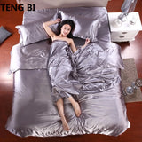 HOT! 100%  Silk Bedding Fashion Bedding set Pure color A/B double-sided color Simplicity Bed sheet, quilt cover pillowcase 2-5pc