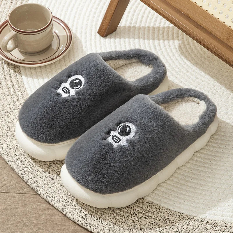 2023 New Winter Soft Sole Mens Indoor Floor Antiskid Slides Bedroom Slippers Warm Fluffy Slippers Male Home Casual Cotton Shoes