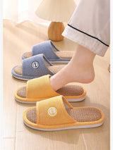 Couples Home Cotton Linen Slippers Women Indoor Bedroom Soft Slides Comfortable Men House Shoes Non-slip Breathable Flats