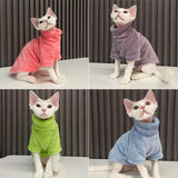 Turtleneck Cat Sweater Coat Winter Warm Hairless Cat Clothes Soft Fluff Pullover Shirt for Maine-Coon Cat Chihuahua Pet Clothing