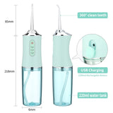 Oral Irrigator Portable Dental Water Flosser USB Rechargeable Water Jet Floss Tooth Pick 4 Jet Tip 220ml 3 Modes IPX7 1400rpm