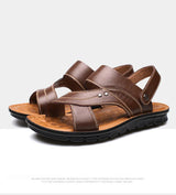 Summer Men's Leather Sandals Outdoor Non-slip Men's Beach Sandals Handmade Leather Men's Shoes Fashion Men Flip-flops