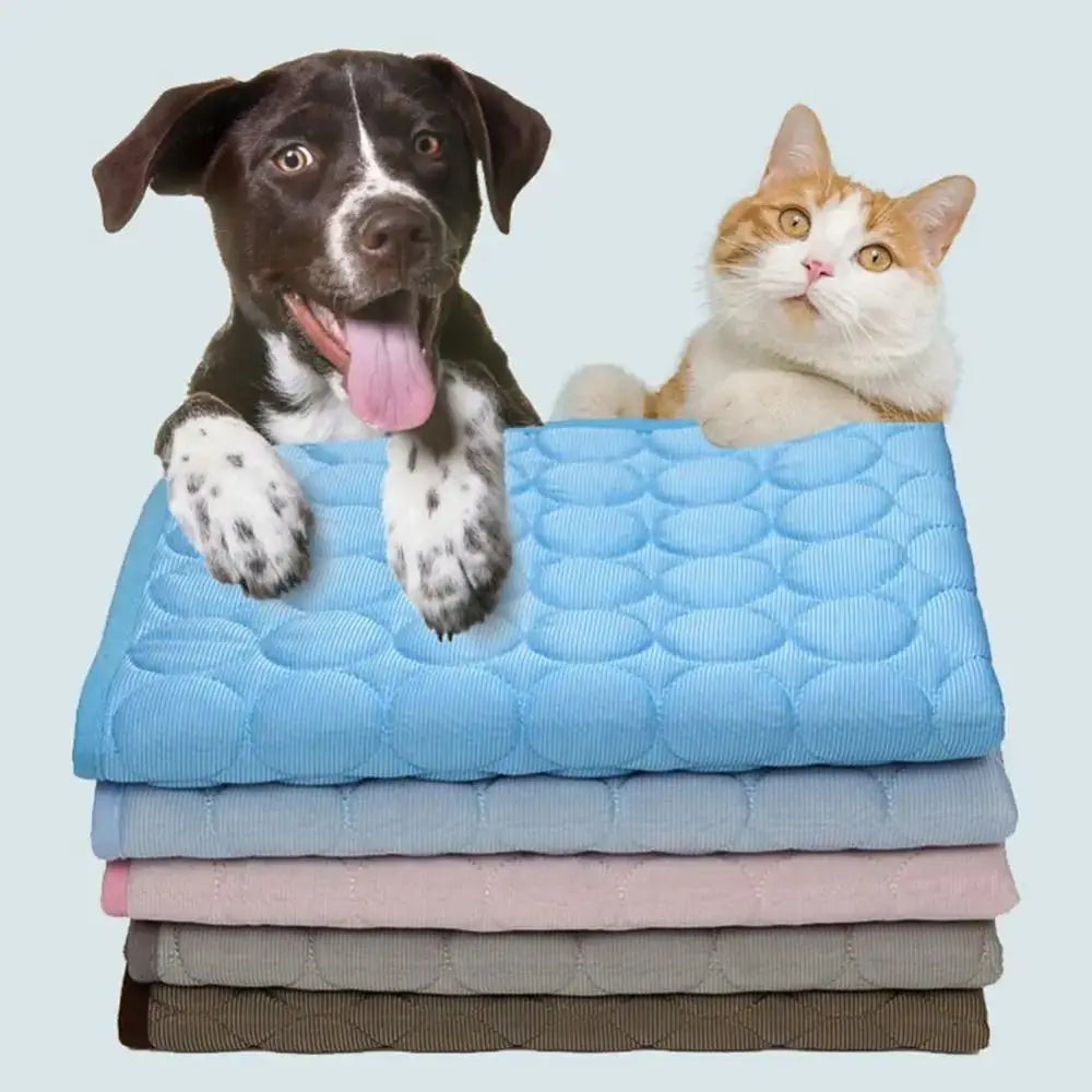 Pet Cooling Mat Dog Cat Sleeping Pad Cool Ice Silk Moisture-proof Mattress Cushion Summer Small Animal Cold Bed 5 sizes