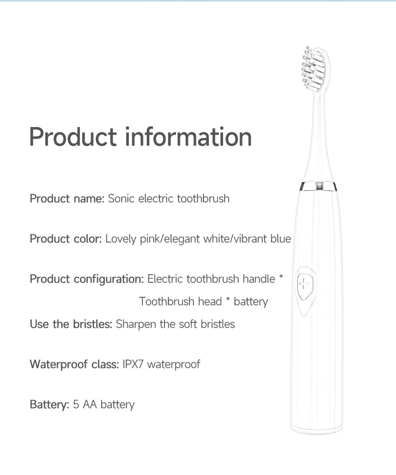 Electric Toothbrush for Adults Soft DuPont Bristle Portable Battery Endurance IPX6 Waterproof Intelligent Effective Oral Care