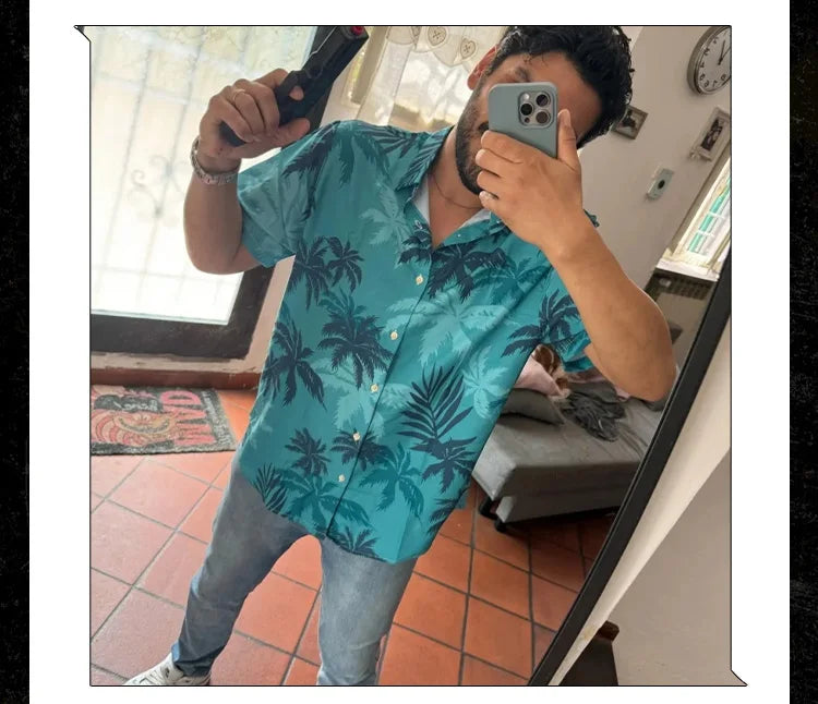 2025 Summer Animal Crane Men Hawaiian Shirt 3d Plant Shirt For Men Flower Print Plus Size Hawaiian Shirts Beach Flower Shirt 5xl