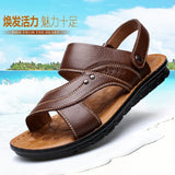 Summer Men's Leather Sandals Outdoor Non-slip Men's Beach Sandals Handmade Leather Men's Shoes Fashion Men Flip-flops