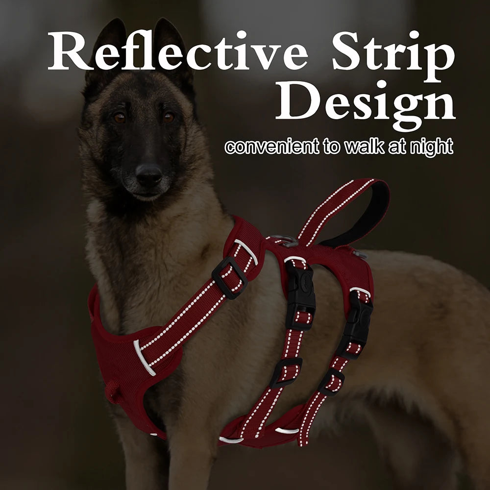 Reflective Nylon Mesh Large Dog Harness No Pull Waterproof Dog Harness Vest With Handle For Medium Large Dogs  Walking Training