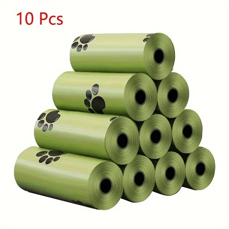 10Rolls Pet Garbage bag fecal collection bag, portable and disposable environmentally friendly cat and dog feces shovel bag