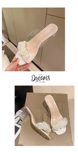 Transparent Crystal Slippers with High Heels5cm~9cm Fashion Sandals, Summer Beach Casual Thick High Heels Sandals, Women's Shoes