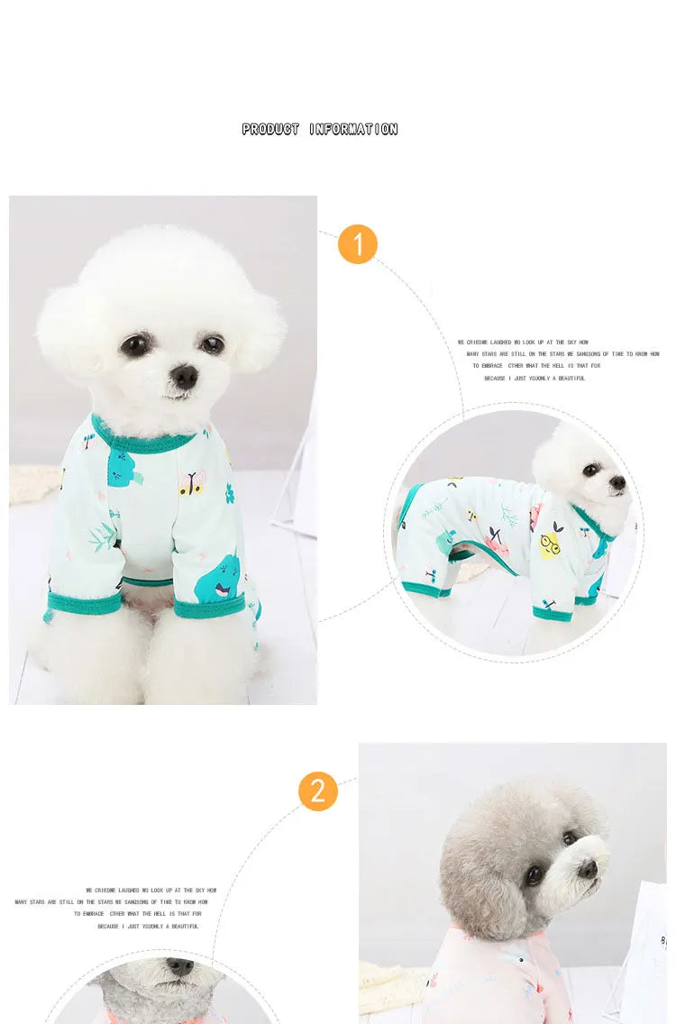 Cute Small Dogs Pajamas For Pet Dogs Cat Clothes Puppy Jumpsuit For Dog Coat For Chihuahua Pomeranian Dogs Print Clothing Shirt