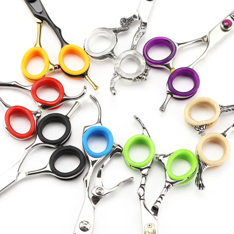 2Pcs Professional Pet Grooming Scissors Colorful Silicone Ring Set Fit For Dog Cat Hair Cutting Shears Hair Scissors